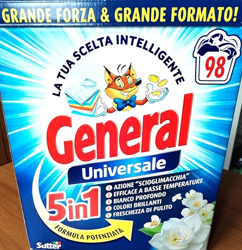 Detersivo In Lavatrice In Polvere General Universale 5 In 1-98 Lavaggi