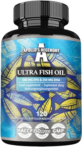 Ultra Olio Di Pesce 1000Mg, 120 Capsule Softgel, Omega 3 Ad Alto Dosaggio Con 500Mg Epa E 250Mg Dha, Scorta Di 4 Mesi, Acidi Grassi (Efa) - Supporta L