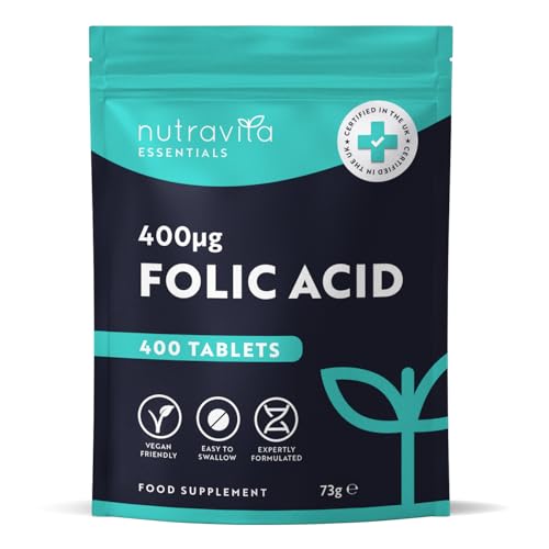 Acido Folico 400 Mcg - 400 Compresse Vegane - Copertura Di 13 Mesi - Sostegno Per La Gravidanza - Funzione Normalizzante Del Sistema Immunitario - Pro