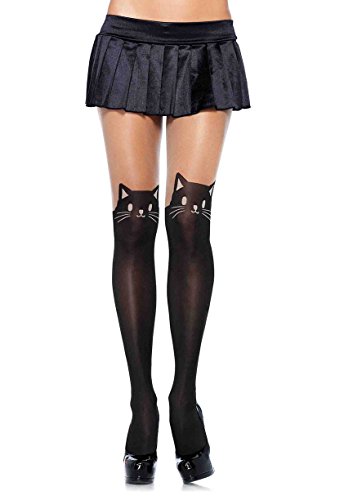 Leg Avenue Black Cat Opaque Pantyhose