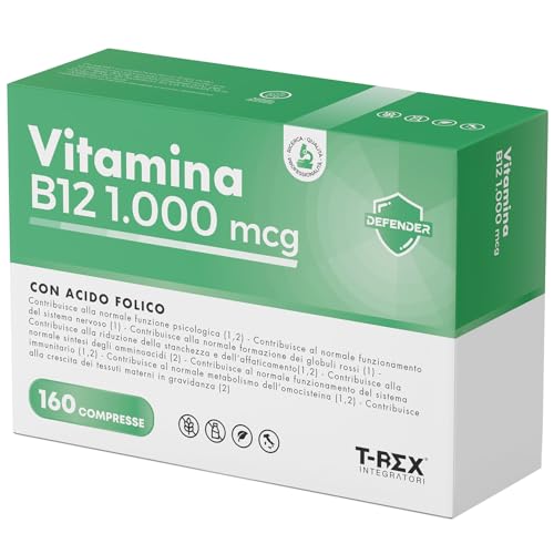 Vitamina B12 1000 Mcg E Acido Folico 400 Mcg 160 Microcompresse Ad Alto Dosaggio - Cianocobalamina E Folato Vegan Per Stanchezza Fisica E Mentale - 5