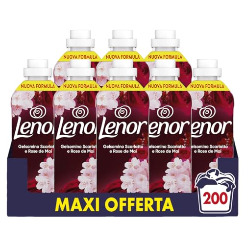 Lenor Ammorbidente Lavatrice Concentrato, 200 Lavaggi (8X25), Gelsomino Scarlatto, Nuova Formula 3X Profumo Più Duraturo