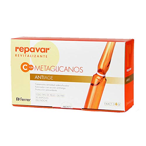 Repavar Rivitalizzante - Siero Metaglicano Anti-Età Ad Azione Ridensificante - A Base Di Vitamina C - Pelle Più Giovane, Compatta E Luminosa - 30 Fial
