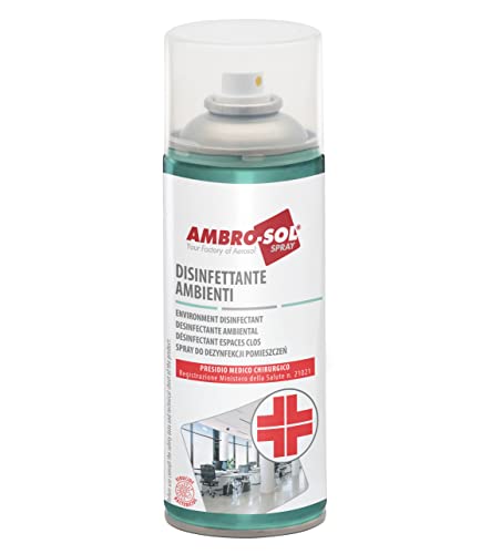 Ambro-Sol - A467D400 Disinfettante Per Ambienti A Base Di Alcol Isopropilico Puro Al 90%, Ideale Per Uffici, Sale D'Attesa, Spogliatoi, Bomboletta Spr