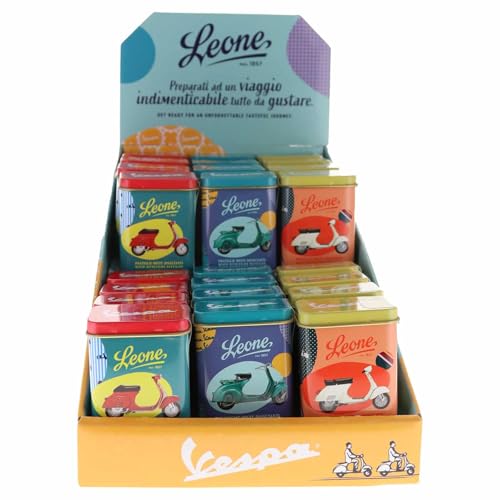 Leone Dal 1857 - Lattina Pastiglie Leone Miste Dissetanti Edizione Speciale Vespa - Caramelle Miste Senza Glutine E Vegane - 24 Lattine Da 30G (24 X 3