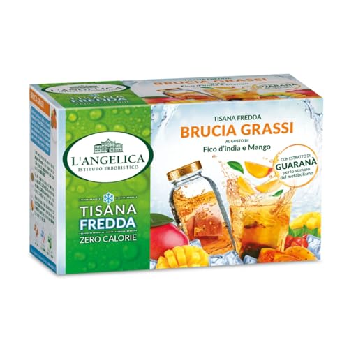 L'Angelica, 1 Astuccio Da 18 Filtri Di Tisana A Freddo Brucia Grassi, Infuso A Freddo Con Estratti Di Guaranà, Gusto Fico D'India E Mango, Dissetante