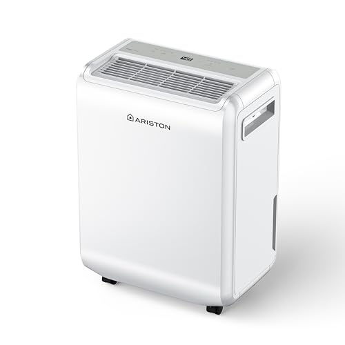 Ariston Deos 10 Deumidificatore Portatile Piccolo Per Casa, Silenzioso, Capacità 12 Litri Per Ambienti Fino 35Mq, Bianco