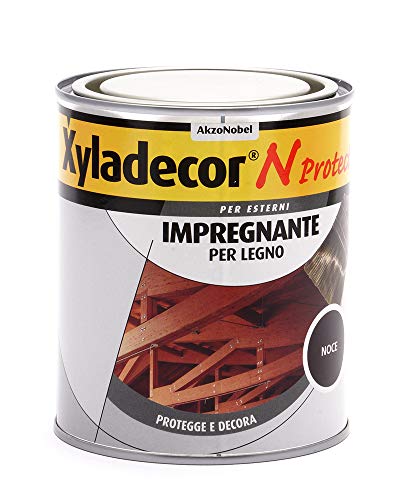 Xyladecor N Protect Fondo Impregnante Per Legno Esterno A Base Solvente, Protettivo E Decorativo, Pronto Uso, Colore Noce 750Ml