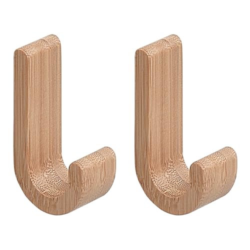 Gedy | 2 Appendiabiti Da Parete Himalaya Bamboo Naturale, Appendi Accappatoio Fissabile Con Viti Incluse, 9,2X2,5X4,9Cm