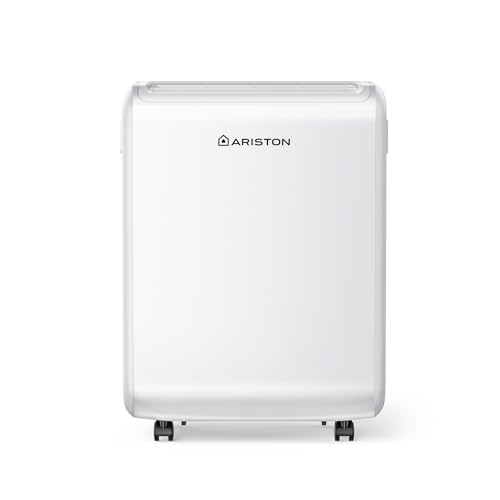 Ariston Deos 12 Deumidificatore Portatile Piccolo Per Casa, Silenzioso, Capacità 12 Litri Per Ambienti Fino 35Mq, Bianco, New