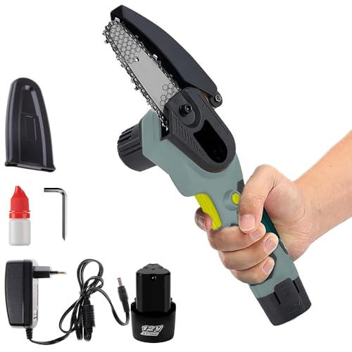 Paluplus Motosega Mini Portatile Per Potatura, Misura 33X10X11 Cm, Con Batteria 1500 Mah 12V E Caricabatteria, Sega Tagliarami Elettrica Da Giardino P