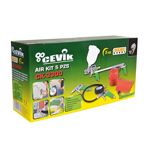 Cevik Ca-Ck3300 Kit Da 5 Pezzi Di Accessori Per Compressore D'Aria, Con Tubo A Spirale Da 5 Metri