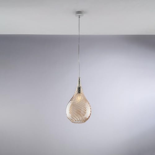 Bonetti Illumina Lampadario Moderno Pluvia Ambra 1 Luce E27