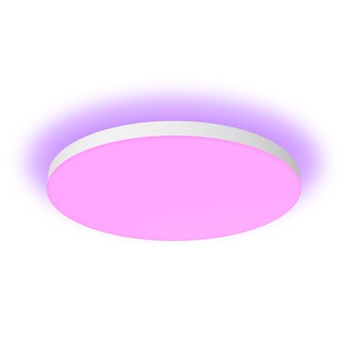 Philips Hue Datura Smart Pannello Da Soffitto (Rotondo Grande 57,4 X 57,4 Cm) Luce Bianca E A Colori, 4850 Lm, Compatibile Con Bluetooth, Controllo Vo