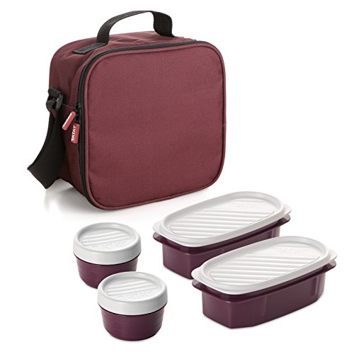 Tatay Urban Food Casual, Borsa Termica Porta Pranzo, 3L Capacità, Con 4 Contenitori Alimentari, 2 X 0.5 L, 2 X 0.2 L, Senza Bpa, Rosso (Borgogna), 22.
