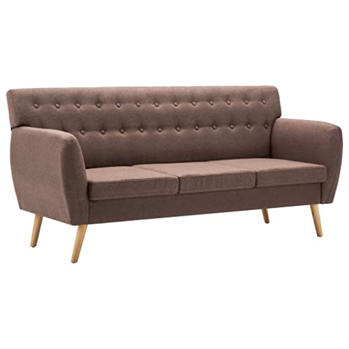 Vidaxl Divano A 3 Posti Imbottito In Stoffa 172X70X82 Cm Marrone Sofà Canapé