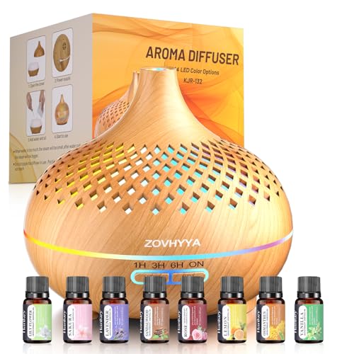 Zovhyya Diffusore Di Oli Essenziali 500Ml Diffusore Di Aromi Umidificatore Ambiente 4 Timer E 14 Colori Led Oli Essenziali Aromaterapia Diffusori Per 