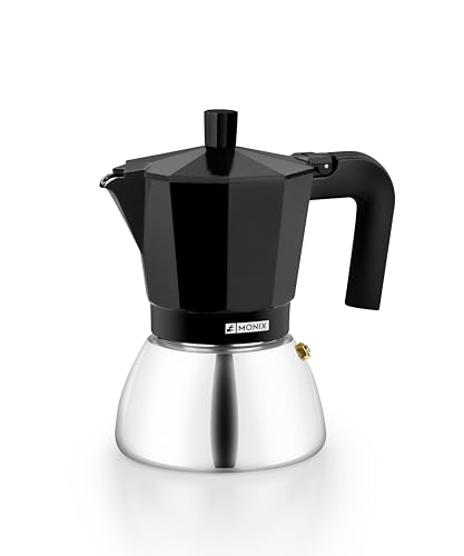 Monix Induction Inox, Caffettiera Italiana In Alluminio E Acciaio Inox, Capacità 9 Tazze, Manico Termoresistente, Facile Da Lavare, Adatta A Tutti I T