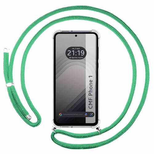 Tumundosmartphone Custodia Sospesa Trasparente Per Nothing Cmf Phone 1 Con Cordino Verde Acqua