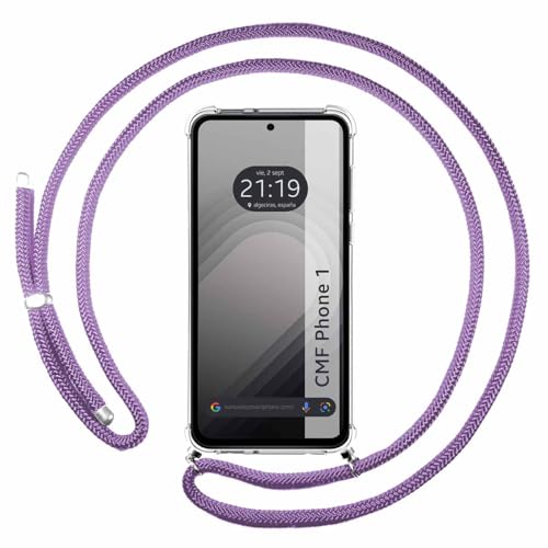 Tumundosmartphone Custodia A Sospensione Trasparente Per Nothing Cmf Phone 1 Con Cordone Viola