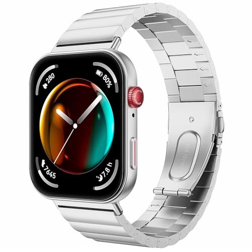 Timovo Watch Band Compatibile Con Huawei Watch Fit 3, Cinturino Staccabile A Sgancio Rapido In Acciaio Inox, Chiusura Pieghevole Per Uomo, Argento