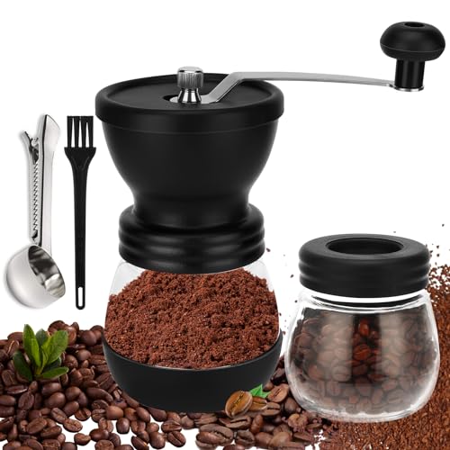 Royouzi Macina Caffè Manuale Maniglia In Acciaio Inossidabile Macinacaffè Manuale Viene Fornito Con Due Barattoli Di Vetro Spazzola Per La Pulizia Ott