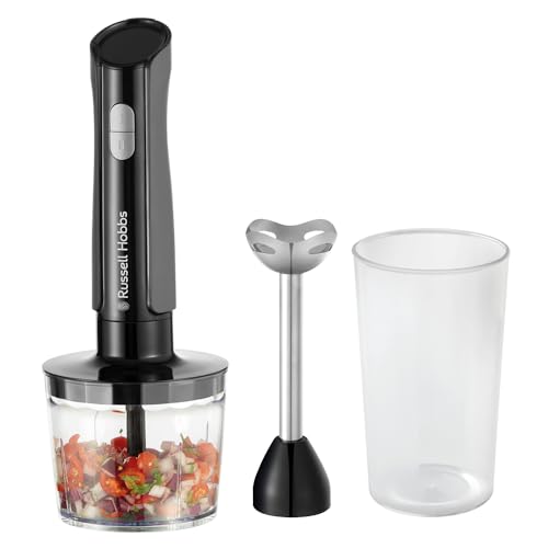 Russell Hobbs Frullatore A Immersione [3-In-1] Tritatutto Elettrico (Con 3 Accessori Per Pappe Per Bambini, Smoothie, Zuppe, 2 Velocità + Pulsazione, 
