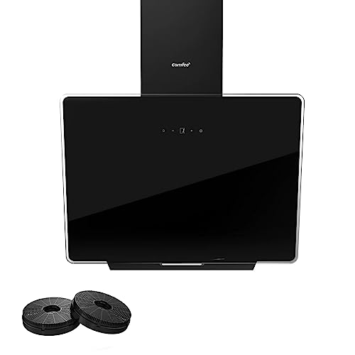 Comfee' Cappa Aspirante 60 Cm Angj64B-60 Vetro Temperato Cappa Cucina Con Touch Screen, Luce A Led, Sistema Di Ricircolo E Canalizzazione E Filtri A C