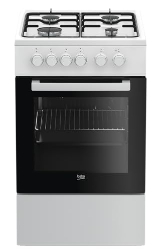 Beko - Fss52020Dw - Cucina 50X60, Forno Elettrico Statico + Piano Con 4 Bruciatori A Gas E Griglie A Piattina, Classe A, Controllo Meccanico, Colore B
