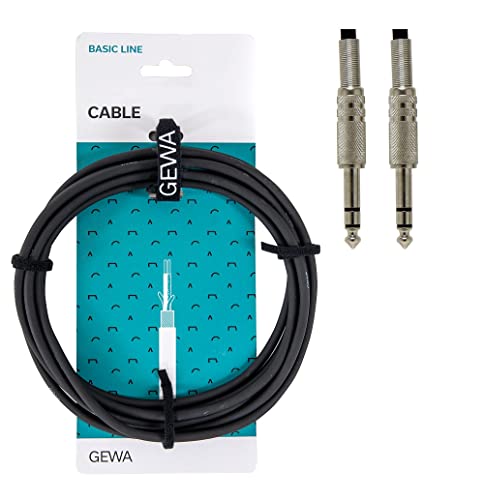 Gewa Cavo Per Strumenti Stereo Basic Line 6 M, Nero (Jack Stereo 6,3 Mm - Jack Stereo 6,3 Mm) 190030