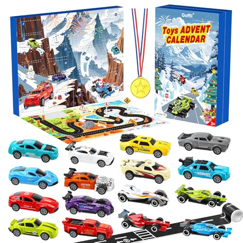 Calendario Avvento Ovescia Di 24 Giorni Natale Regalo Con 16 Macchinine, Mappa E 6 Personaggi Dei Cartoni Animati (Calendario Avvento 2022)