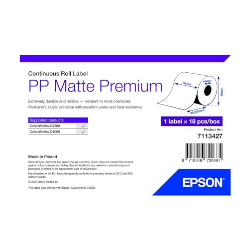 Speciali/Altre Marche Epson Modello Epson 7113427 Etichetta Per Stampante Bianco Etichetta Per Stampante Autoadesiva