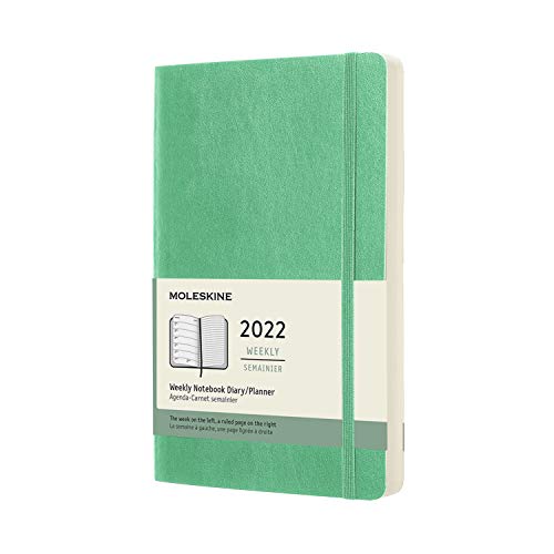 Moleskine Agenda Settimanale 2022, Agenda Settimanale 12 Mesi, Weekly Planner E Notebook, Copertina Morbida, Formato Large 13 X 21 Cm, Colore Verde Ge