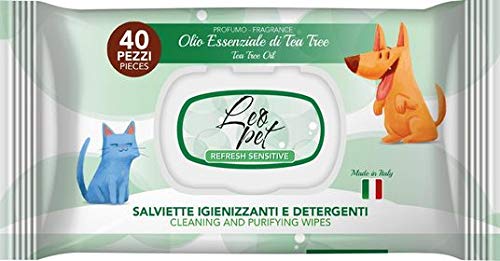 Leopet Salviette Igienizzanti Detergenti 40 Pz. Olio Essenziale Di Tea Tree