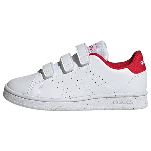 Adidas Advantage Lifestyle Court Hook-And-Loop Shoes, Scarpe Da Tennis, Ftwr White/Ftwr White/Better Scarlet, 33 Eu