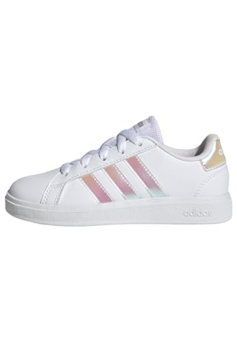 Adidas Grand Court Lifestyle Lace Tennis Shoes, Sneakers, Bianco (Ftwr White/Iridescent/Ftwr White), 35.5 Eu