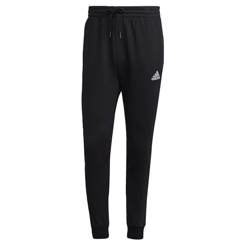 Adidas Uomo Essentials Fleece Regular Tapered Pants, Black/White, S