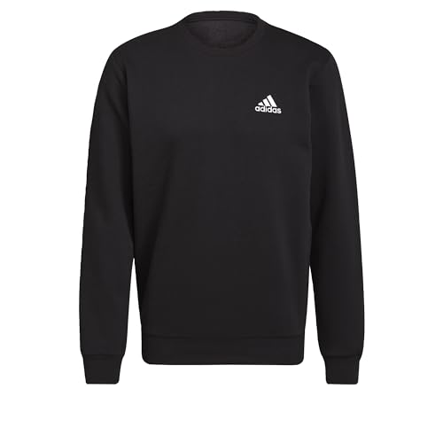 Adidas Uomo Feelcozy Essentials Fleece Sweatshirt, Black/White, L