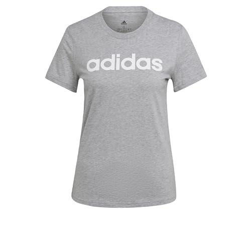 Adidas Essentials Slim Logo, T-Shirt Donna, Medium Grey Heather/White, Xl