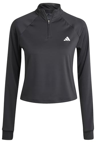 Adidas Donna Train Essentials Minimal Branding 1/4-Zip Cover Up, Black, L
