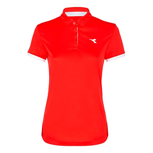 Diadora Court Polo Da Donna, Rosso, Bianco, Xs Abbigliamento