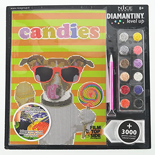 Diamantiny 96106, Level Up - Nice Group Creative Art, Diamond Painting Kit Crea Il Mosaico, Pets, Candies, Multicolore