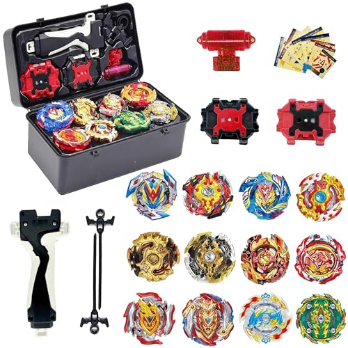 Gytobytle 12In1 Bey Trottole Da Combattimento Con 2 Burst Turbo Launcher, Metallo Fusione Scoppio Battaglia Gyro Bambini, Con Scatola Portatile