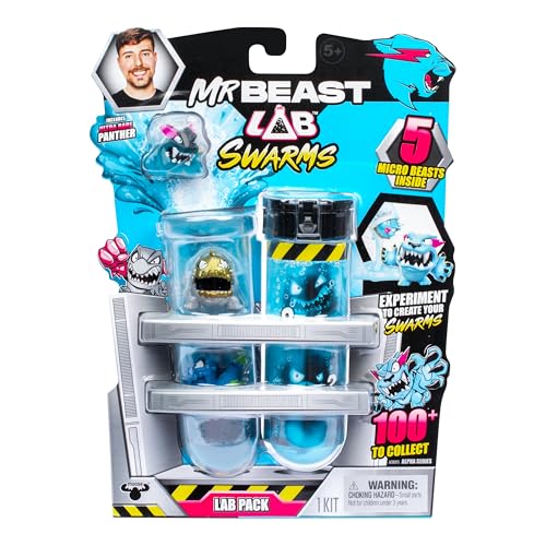 Mrbeast Lab Swarms Lab Pack, Esperimento Aggiungendo Acqua, Agitando La Provetta E Rivelando 5 Confezioni Da 1 "Mrbeast Personaggi Da Collezione, Oltr
