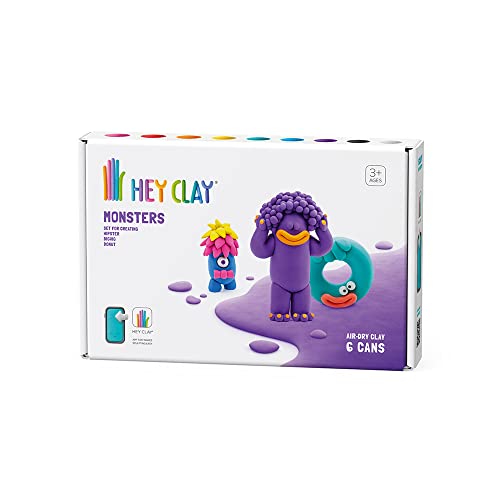 Hey Clay Monsters 2, Pasta Modellabile Medium Set Mostri 2. Argilla Da Modellare Per Bambini In Confezione Da 3 Soggetti Con 6 Colori. Set Medio Da 3