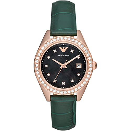 Emporio Armani Orologio Da Donna, Movimento A Tre Lancette Con Data, Cassa In Acciaio Inossidabile Riciclato (Almeno 50%) Da 36 Mm Con Cinturino In Pe