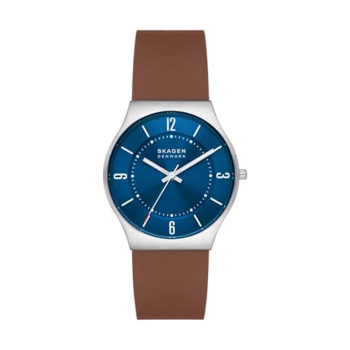 Skagen Orologio Grenen Da Uomo, Movimento A Tre Lancette, Cassa In Acciaio Inossidabile Riciclato (Almeno 50%) Da 37 Mm Con Cinturino In Pelle, Skw685