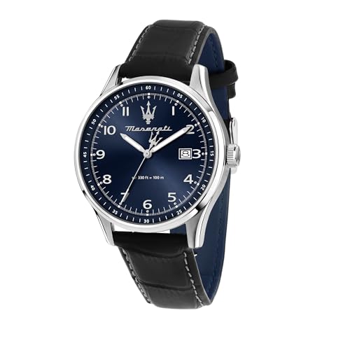 Maserati Orologio Uomo, Tempo, Data, Analogico, 42 Mm, Cinturino In Pelle, Collezione Sorpasso - R8851124003