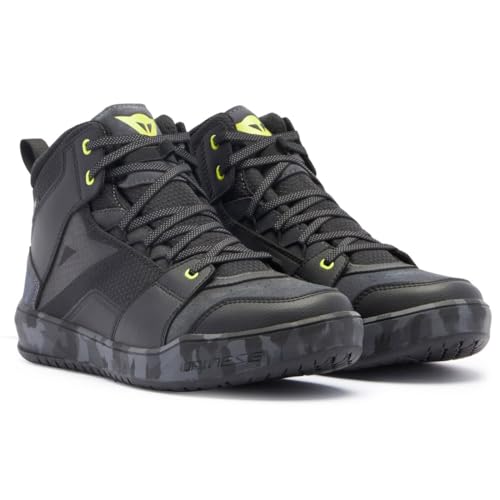 Dainese Suburb D-Wp Shoes, Scarpe Moto Impermeabili Uomo, Nero/Camo/Giallo Acido, 46 Eu